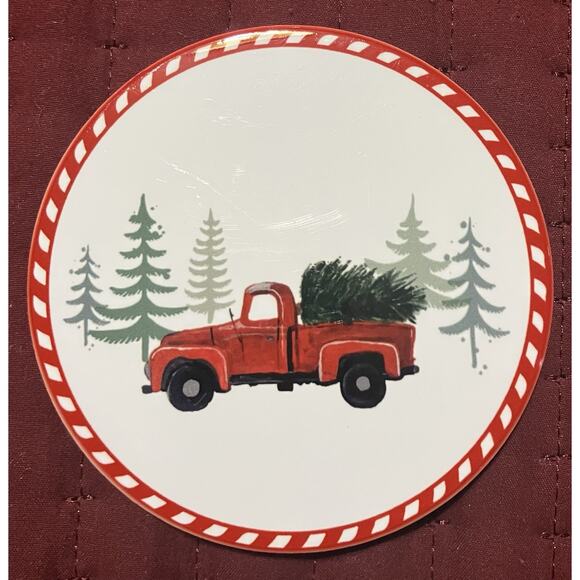 Ceramic Christmas Coasters with Cork Backing Classic Holiday Motif Set of 4 - Picture 4 of 8